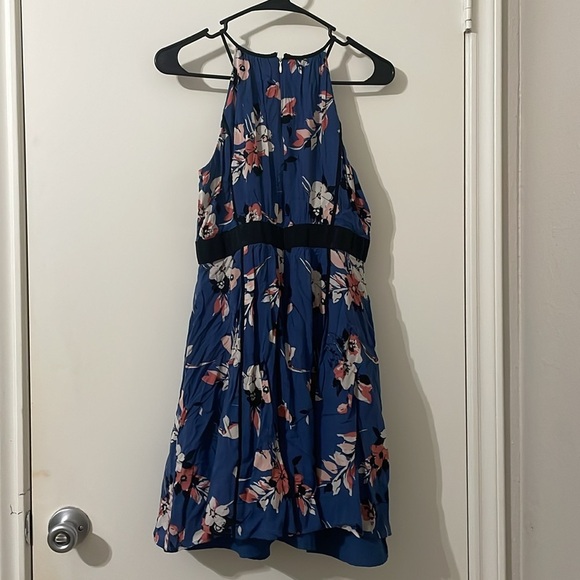 LOFT Blue Pink Halter Sundress for Wedding Guest Size 2 - Picture 2 of 4